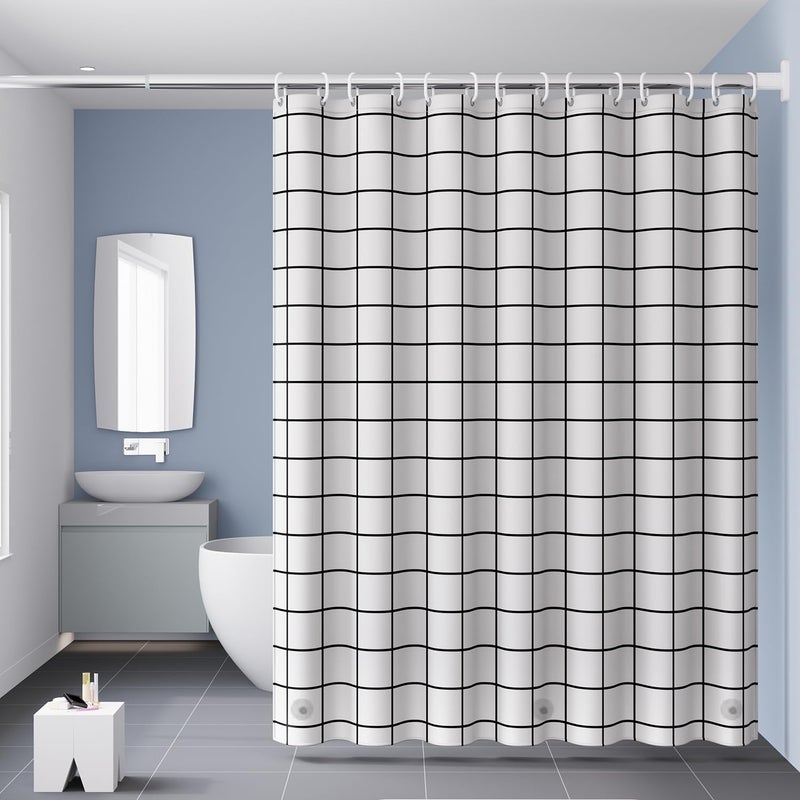 jssablo Shower Curtain Liner, 100% Waterproof Peva Shower Curtains with 3 Duty Heavy Bottom Magnets and 12 Rust Proof Grommets, 72x72 Weighted Shower Liner for Shower Stall, Bathtubs - Image 1